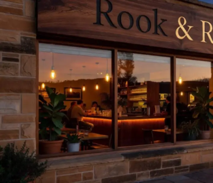 The facade of Rook & Reverie, a warm Australian restaurant and card lounge